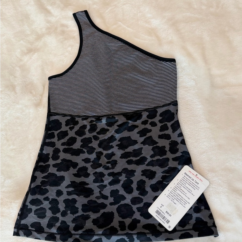 One-Shoulder Striped Leopard Print Top